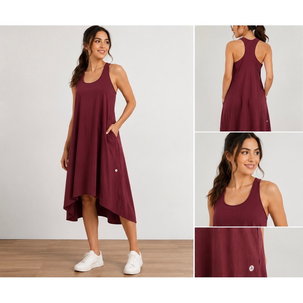 Zella Maroon High-Low Athletic Tank Dress
